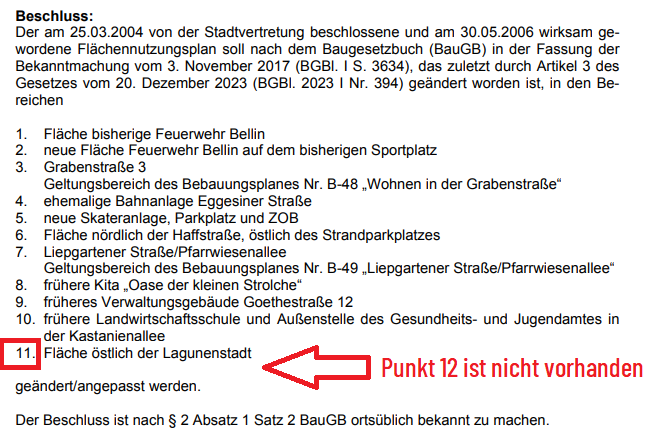 Beschluss der Stadtvertretung vom 14. März 2024